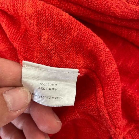 Eileen Fisher Red Orange Cotton Linen Sweater - Picture 8 of 8